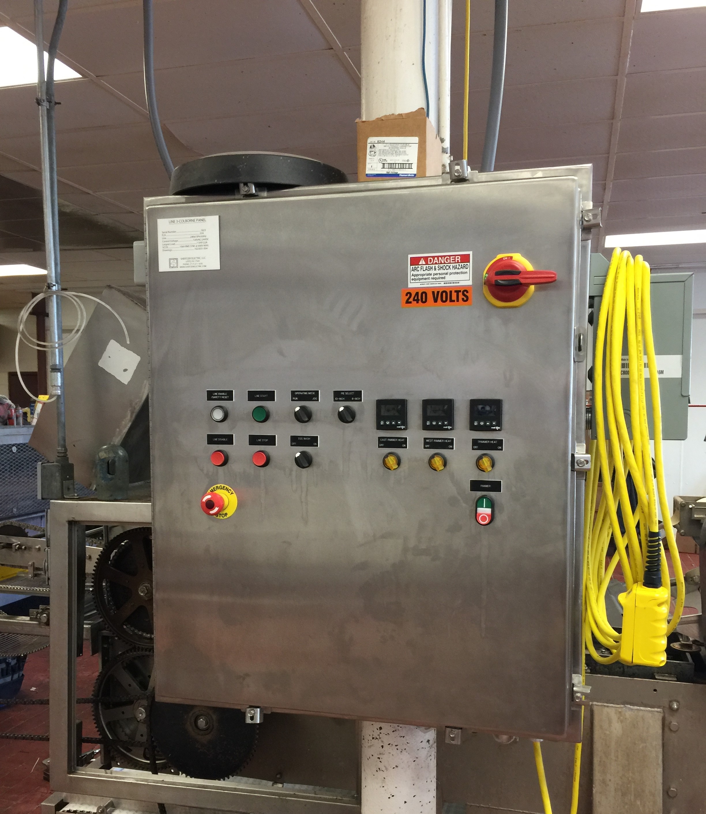 Upgraded production line control panel exterior face.